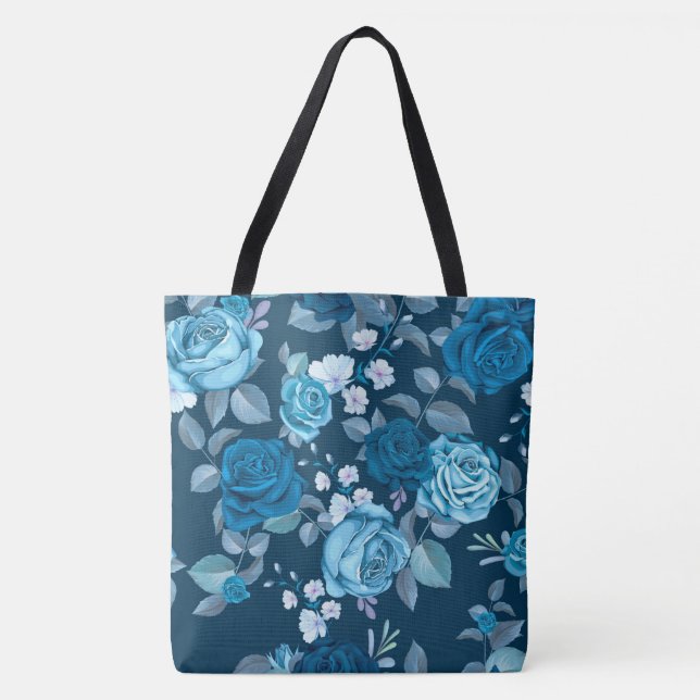 Bolsa Tote Rosas azuis (Frente)