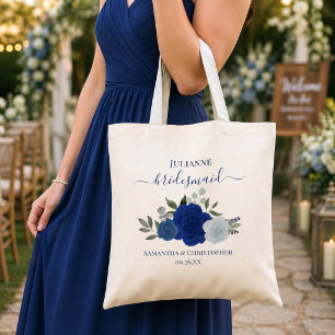Bolsa Tote Rosas Azuis Boho Chic Favor de Presente para Damas
