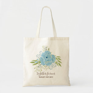 Bolsa Tote Rosas Azuis Dusty NewlyWeds Dando Presente Pessoal