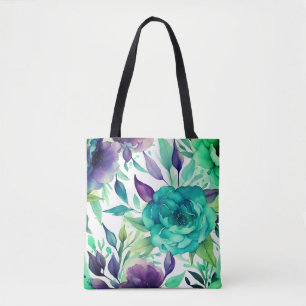 Bolsa Tote Rosas Azuis Sangue de Aquarelas Rúplas
