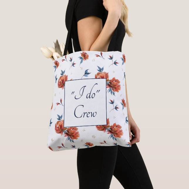 Bolsa Tote Rosas Azul e Laranja Bridesmaid (Close Up)