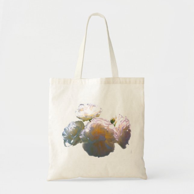 Bolsa Tote Rosas bege laranja blush branco elegante (Frente)