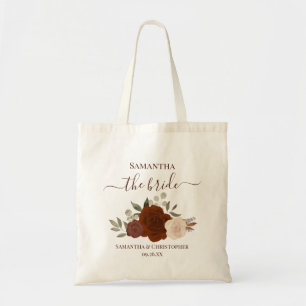 Bolsa Tote Rosas Boho Outono Noiva Elegante Lembrança de Casa
