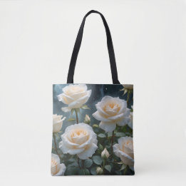 Bolsa Tote Rosas Brancas 