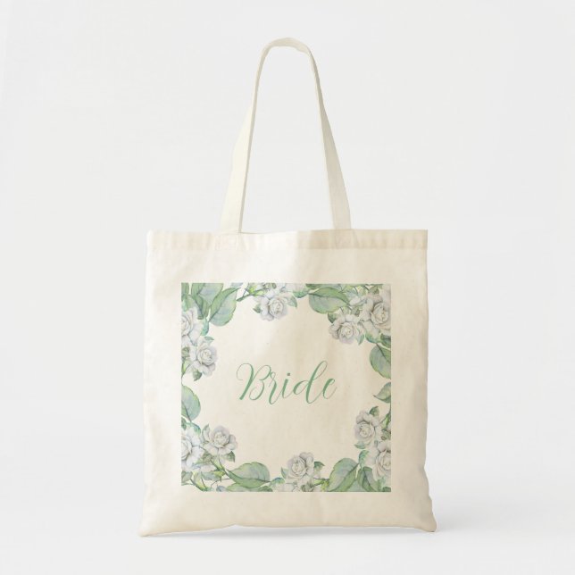 Bolsa Tote Rosas Brancas de Aquarela (Frente)