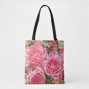 Bolsa Tote Rosas cor-de-rosa elegantes na sacola da flor