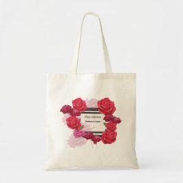 Bolsa Tote Rosas de Aniversário de Casamento, Listras, Nomes 