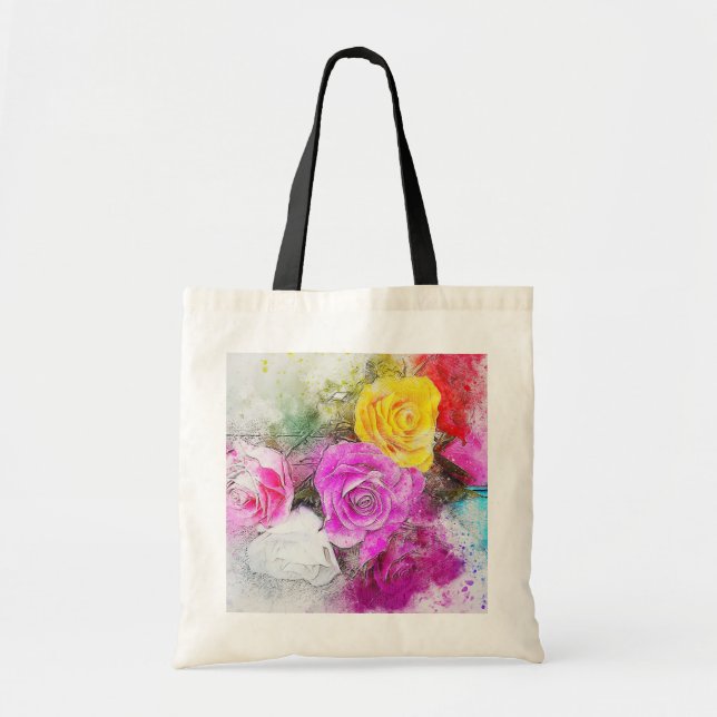 Bolsa Tote Rosas de Aquarela (Frente)