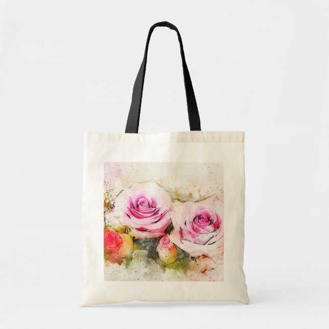 Bolsa Tote Rosas de Aquarela (Frente)