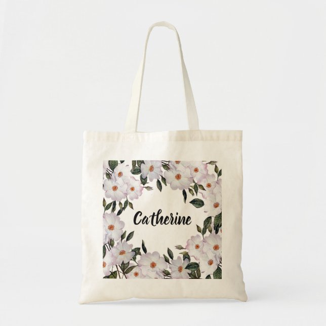 Bolsa Tote Rosas de Aquarela Ballerina Arte Floral (Frente)
