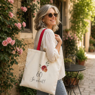 Bolsa Tote Rosas de Aquarela Positiva Floral 60º Aniversári