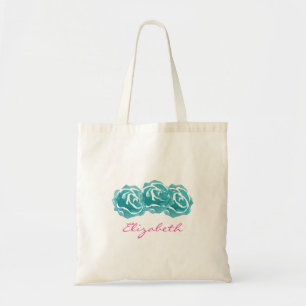 Bolsa Tote Rosas de Aquarela Teal