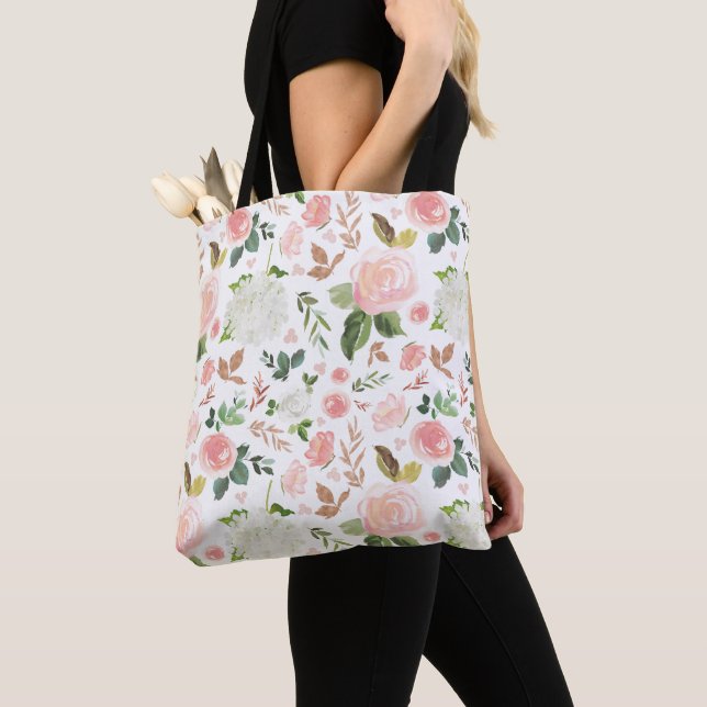 Bolsa Tote Rosas De Aquarelas E Combustíveis (Close Up)