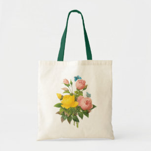 Bolsa Tote Rosas de chá persas do rosa amarelo do vintage po