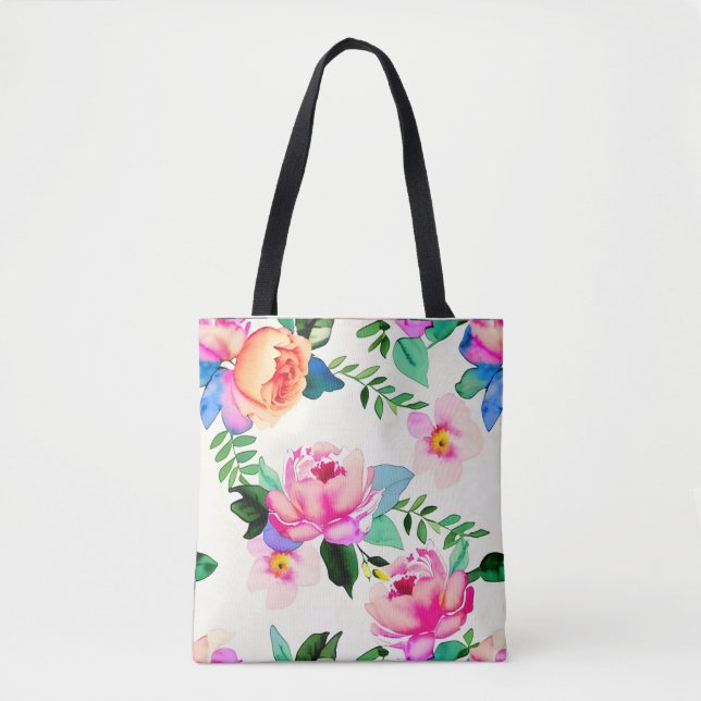 Bolsa Tote rosas de flores aquáticas (Frente)
