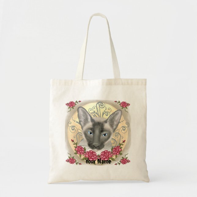 Bolsa Tote Rosas de Gato Siames  (Frente)