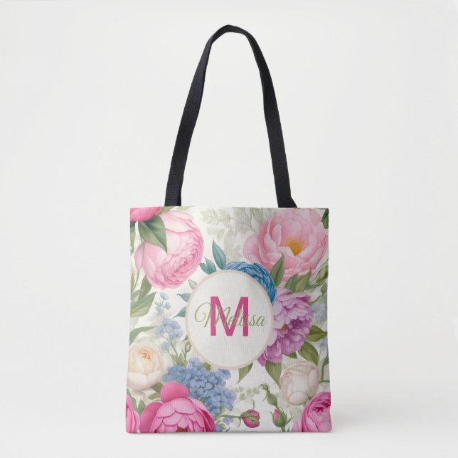 Bolsa Tote Rosas De Jardim Terrestre E Folhas De Peões (Frente)