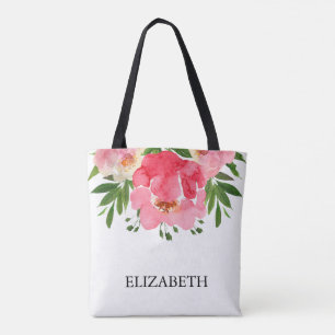 Bolsa Tote Rosas de Peony Casamento Floral