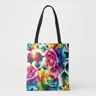 Bolsa Tote Rosas do arco-íris Frio Colorido Vibrante