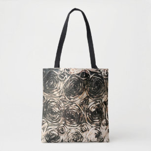 Bolsa Tote Rosas Douradas Bronze Floral Glamour