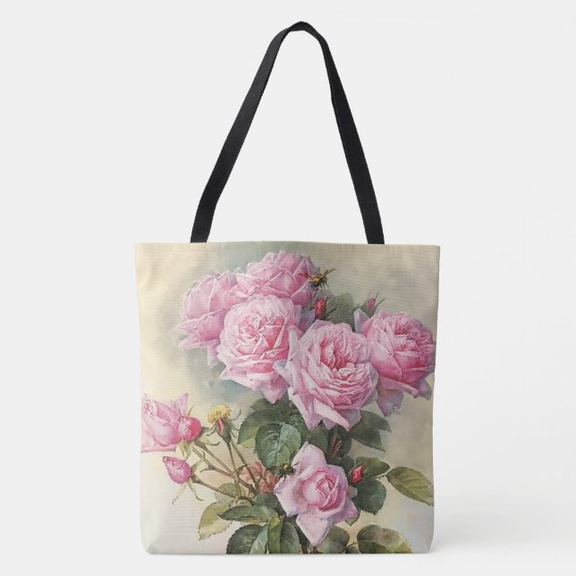 Bolsa Tote Rosas e belas artes de Zangão Paul de Longpre (Frente)