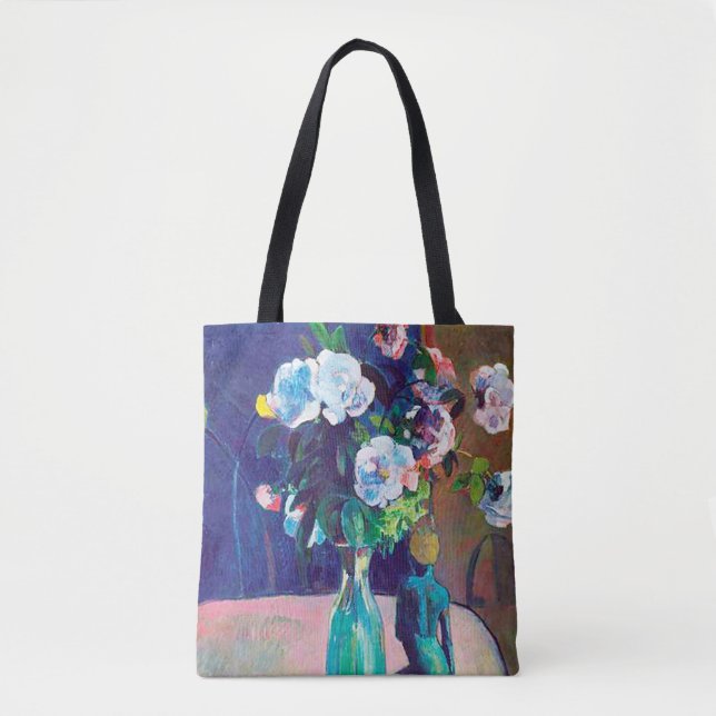 Bolsa Tote Rosas e Estátua, Gauguin (Frente)