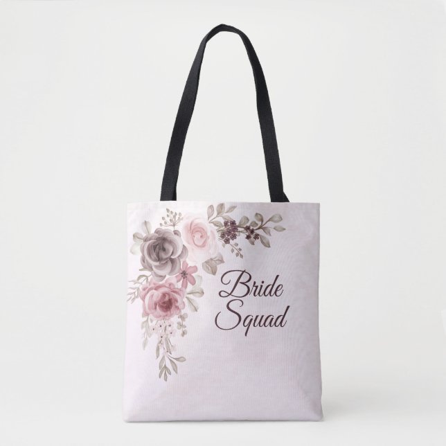Bolsa Tote Rosas e flores de vinheta a rosa (Frente)