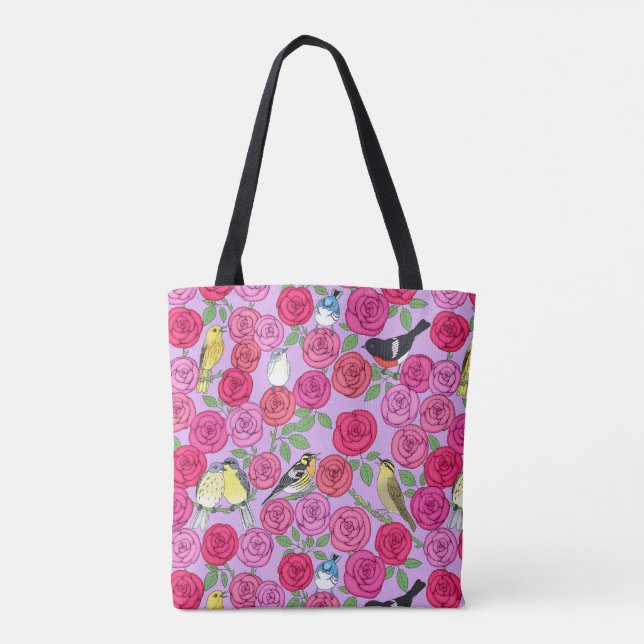 Bolsa Tote rosas e mantas de lança-lavanda (Verso)