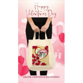 Bolsa Tote Rosas e mouses de enquadramento cardíaco com arco-