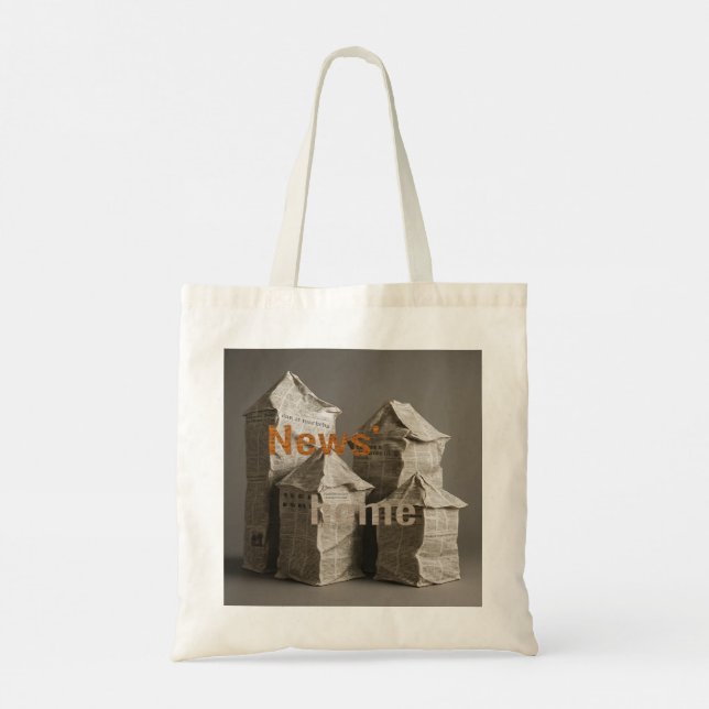 Bolsa Tote rosas e notícias (Verso)