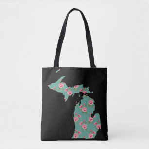 Bolsa Tote Rosas e pontos do Michigan Shabby Personalizar T