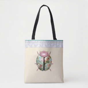 Bolsa Tote rosas florais damybug victorianos fofinhos