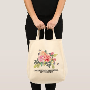 Bolsa Tote Rosas Florais Personalizadas Substituir a Grocería