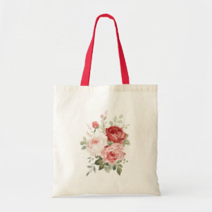 Bolsa Tote Rosas Florais Rosa Vermelho