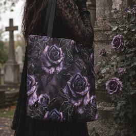 Bolsa Tote Rosas Góticas do Cemitério Roxo