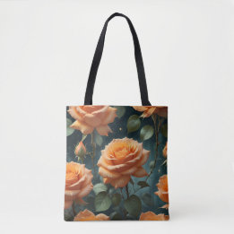 Bolsa Tote Rosas Laranja 