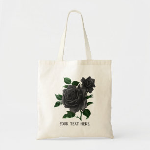 Bolsa Tote Rosas Pretas Góticas Vintage Personalizadas