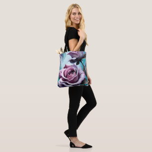 Bolsa Tote Rosas radiantes: Pétalas Perfeitamente Rosa e Púrp