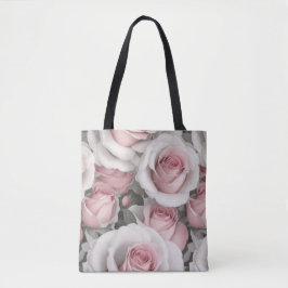 Bolsa Tote Rosas rosa e brancas