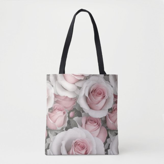 Bolsa Tote Rosas rosa e brancas (Frente)