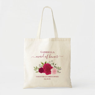 Bolsa Tote Rosas Rosa Magenta Elegante Dama de Honra Casament