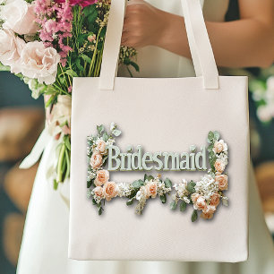 Bolsa Tote Rosas Rosa-Rosa-Bridesmaid - Fundo Verde-Claro