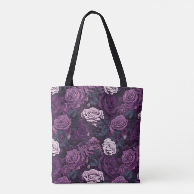 Bolsa Tote Rosas roxas (Verso)