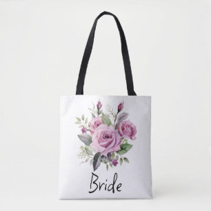 Bolsa Tote Rosas roxas Brito Floral  Elegante Wedding Bridal