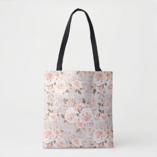 Bolsa Tote Rosas Russos de Madeira e Vintage Chique Romântic
