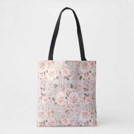 Bolsa Tote Rosas Russos de Madeira e Vintage Chique Romântico