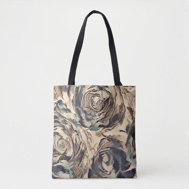 Bolsa Tote rosas texturizados com pincel de abstrato (Frente)