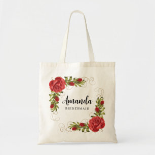 Bolsa Tote Rosas Turcas Vermelhas Noivas Minimal Cute
