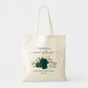 Bolsa Tote Rosas Verde Esmeralda Elegante Dama de Honra Casam