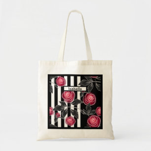 Bolsa Tote rosas vermelhas abstrato modernas folhas de flores